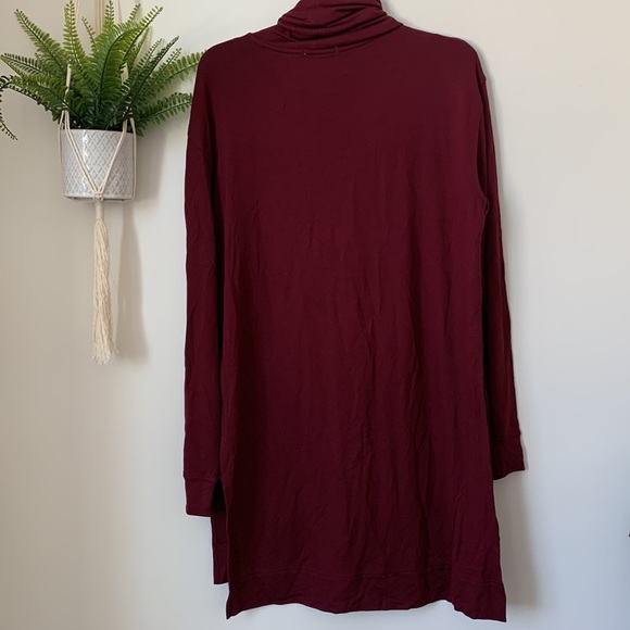 NWT Another Love Burgundy Funnel Neck High Low Hem Tunic - Picture 7 of 7